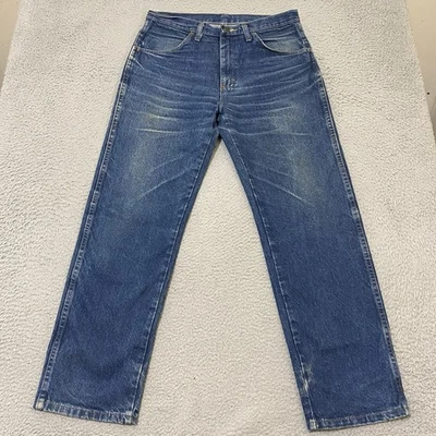 Rustler Jeans Mens 33x30 Blue Relaxed Straight Whiskered Fade Cotton Denim - Image 1 of 4