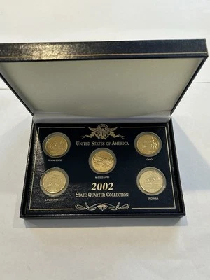 24 KT Gold Plated 2002 United States 🪙 State Quarter Collection | Set of 5 - Image 1 of 4