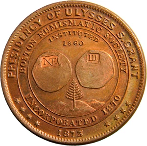 1873 Boston Numismatic Society Medaille von G.H. Lovett (01559) - Bild 1 von 2