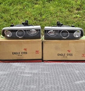 LED Halo Projector Headlights L+R Black Fits 1998-2004 Chevy S10 Pickup Blazer  - Picture 1 of 22