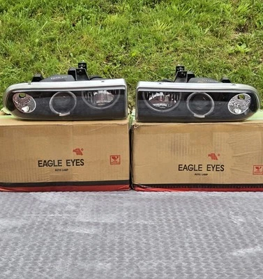 LED Halo Projector Headlights L+R Black Fits 1998-2004 Chevy S10 Pickup Blazer  - Image 1 of 4