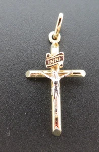 COLGANTE CRUZ JESUCRISTO HUECA 14K YG - Imagen 1 de 10