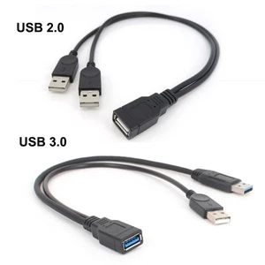 USB 2.0 3.0 A female To Dual USB male 2 Power  male Female Splitter Cable cord - Picture 1 of 8