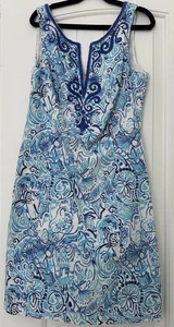 Lily Pulitzer Kleid Lyssa Etuikleid Lucky Trunks blau Gr. 2 mini gefüttert bestickt - Bild 1 von 4