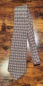 Polo Ralph Lauren Vintage Tie 100% Silk Gold Navy Green Red Geo Pattern EUC - Picture 1 of 3