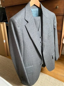 Vintage Southwick 3 Piece Suit - Jacket Vest Pants - Gray Pinstripe - 38 / 40S - Picture 1 of 10