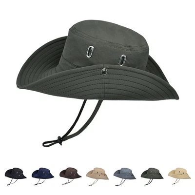 Fishing Hat Wide Brim Sun Hat Hiking Beach Bucket Hat Summer Safari Hat Headwear - Image 1 of 4