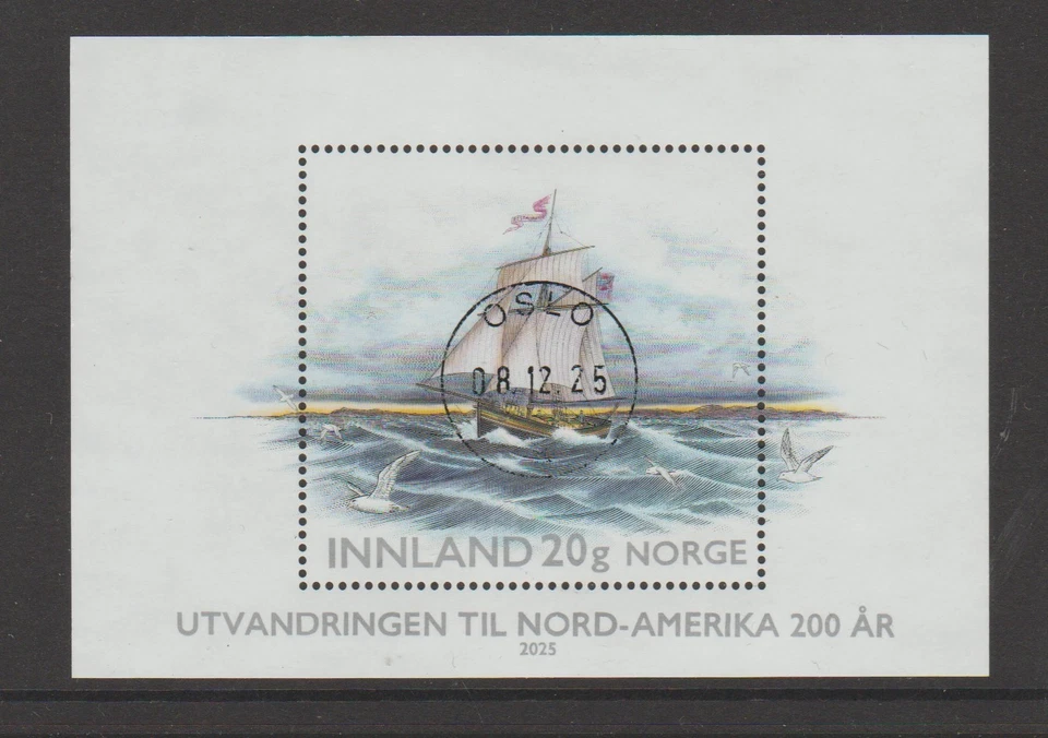 挪威 2024 - 微型床单 - 移民到北美二百周年 NK 2147 — 第 1/1 张图片