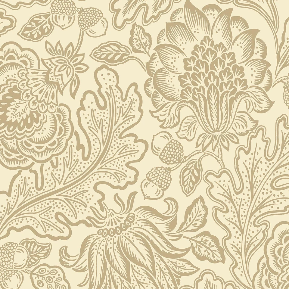 Papier Peint Floral Fernhurst 1111 Beige Feuilles Bois Fleuries Belgravia