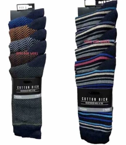 * 10 PAIRS * EX CHAINSTORE COTTON RICH EVERYDAY/DRESS SOCKS * ASSORTED DESIGNS * - Picture 1 of 12