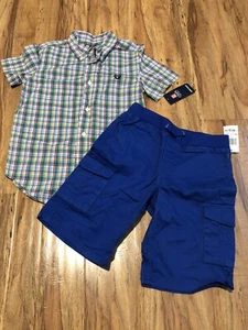 NWT Epic Threads Boys Pull on Blue Shorts 6 & Chaps Plaid Button Up Top Sz 6 - Picture 1 of 7