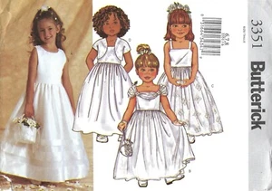 Butterick B3351 First Communion, Flower Girl Dress, Bolero, Purse Sz 6-8 Pattern - Picture 1 of 4