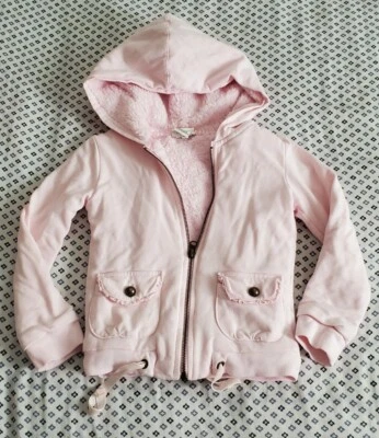 Chaqueta Cherokee forrada de piel sintética con capucha; talla XS 4T/5T; rosa claro; acogedora y linda Foto 1 de 4