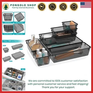 Juego organizador de cajones de plástico transparente de 7 piezas divisores apilables para maquillaje joyería - Imagen 1 de 8