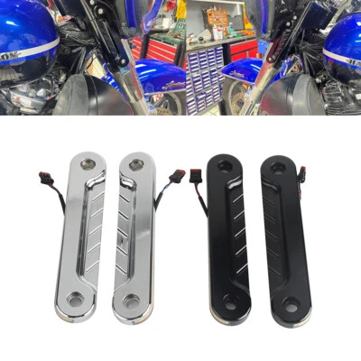 Front LED Flush Fork Turn Signals Light Brackets For Harley Electra Glide FLHT - Image 1 of 4