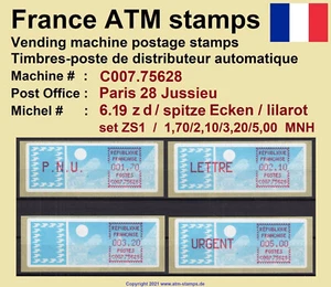 France ATM stamps Michel 6.19 zd / C007.75628 series ZS1 MNH / LSA machine - Picture 1 of 2