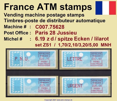 France ATM stamps Michel 6.19 zd / C007.75628 series ZS1 MNH / LSA machine - Image 1 of 2