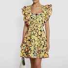 Celia B Acacia Mini Dress In Bloom Yellow Floral Print Tiered Dress Size Xs