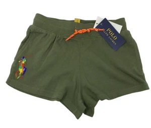 NWT Ralph Lauren Girl 8-10 Green Spa Terry Shorts with Embroidered Big Pony Logo - Picture 1 of 7