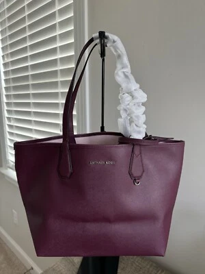 NWT Michael Kors Saffiano Leather Candy Large Reversible Tote Plum/Blossom - Image 1 of 4