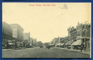 Norfolk Nebraska ne street scene 1900s old postcard - Picture 1 of 2