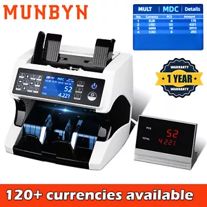 MUNBYN Money Counter Machine 2CIS/UV/IR/MG/MT Counterfeit Detection Bill Counter - Picture 1 of 12