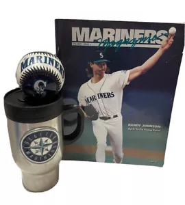 Seattle Mariners Baseball Coffee Cup, Program and Baseball Ball Souvenir Lot Vtg - Picture 1 of 8