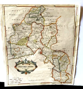 Antique 1722 Page of a Map of Oxford Shire by Robert Morgan. - Picture 1 of 12