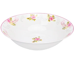 9" Rose Garden Porcelain Bowl Mixing Bowl Bone China Salad Serving Bowl Large - Picture 1 of 9