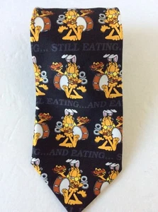 Paws Addiction Garfield Cat Men’s Necktie “Still Eating...” Batter Bunny Cat - Picture 1 of 3