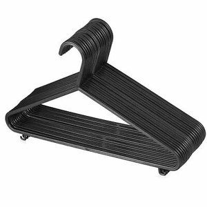 Clothes Hangers Black Adult Plastic Coat Trousers Hangers W Trouser Bar & Lips - Picture 1 of 5
