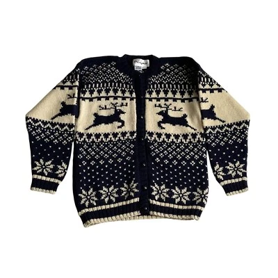 Cárdigan de Colección Molly Gafas Niños Reno 12-14 Azul Marino Fair Isle 100% Lana Unisex Foto 1 de 4
