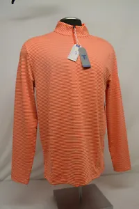 NEW Men's Southern Tide T3 1/4 Zip Pullover  Orange Stripe Performance SMALL - Picture 1 of 8