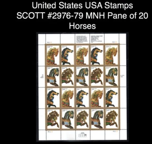 United States USA Stamps SCOTT #2976-79 MNH Pane of 20 Horses - Picture 1 of 1