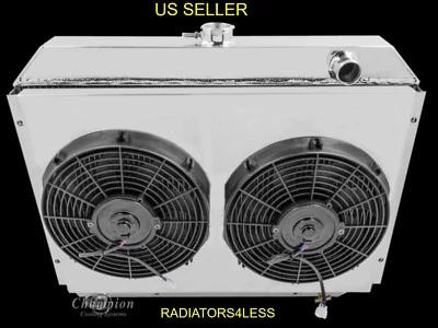 CAMPEÓN 3 FILAS ALUMINIO CUBIERTA RADIADOR VENTILADORES 12" 1968-73 CARGADOR DODGE 26" NÚCLEO Foto 1 de 3