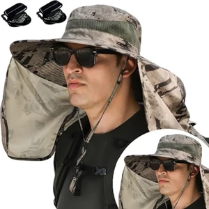 Solar Fan Hat for Men – Wide Brim Outdoor Fishing Sun Hat UPF 50+ Cooling Cap - Picture 1 of 37