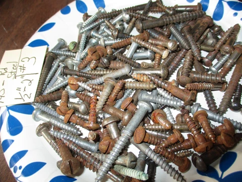 145--VINTAGE ROUND HEAD STEEL WOOD SCREWS, NICE MIXED LOT,  1/2" - 2" LONG,   #3 Cover