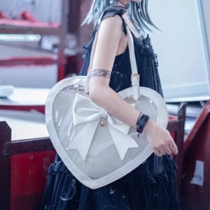 Lolita Heart Shape Itabag Tote Bag Transparent Bag Cute Shoulder Messenger Bag - Picture 1 of 14
