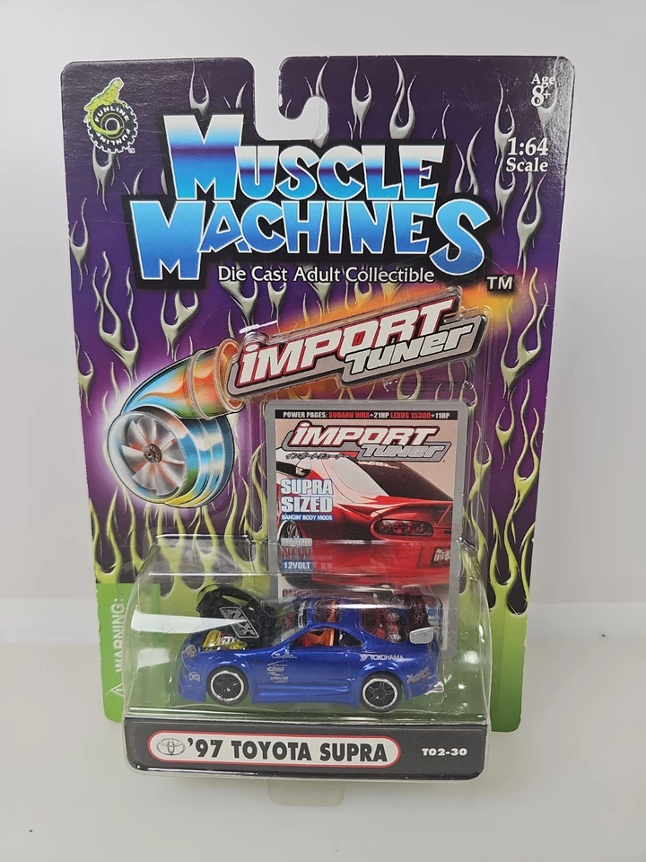 Toyota Supra 2002 sintonizador de importación Muscle Machines 97' azul tamaño 1:64 coche diecast Foto 1 de 4