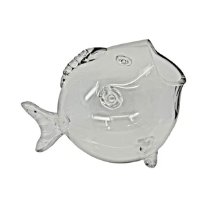 Vintage Empoli Italian Clear Art Glass Fish Vase Hand Blown Applied Fins 12 Inch - Picture 1 of 6