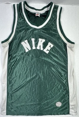 Camiseta deportiva de baloncesto vintage Nike verde blanca malla logotipo Swoosh para hombre mediana Foto 1 de 4