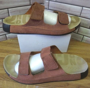 Ecco Cozmo Herren Zwei Band Pantolette Sandale US 12-12,5 Kamelbraun Leder Fluidform - Bild 1 von 12
