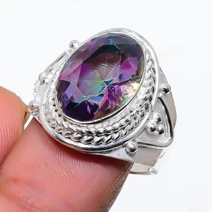 Mystic Topaz Gemstone Handmade 925 Sterling Silver All Size Ring For Gift - Picture 1 of 1