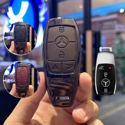 Leather Key Fob Case Shell for Mercedes-Benz A B C E S G CLS CLE GLC C300 - Image 1 of 2
