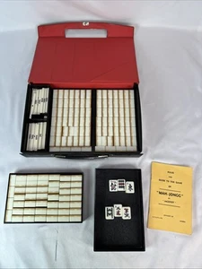 MAH-JONGG Set Vintage Mahjong Case Bamboo Backs Scoring Sticks 1 Die Only READ ! - Picture 1 of 18