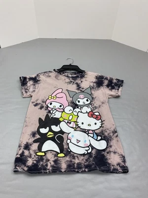 Hello Kitty Friends Shirt Womens Small Pink Tie Dye Sanrio Cartoon Cute Hybrid - Image 1 of 4