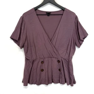 Torrid Top Damen 14/16 Plus Mauve Lila Stretch Challis Schößchen Bluse V-Ausschnitt - Bild 1 von 7