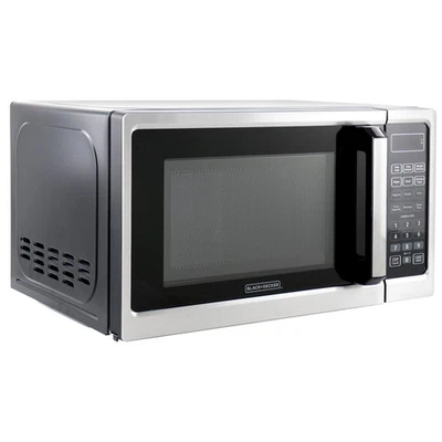 Horno microondas digital Black+Decker 0,9 pies cúbicos 900 W con tocadiscos en acero inoxidable Foto 1 de 4