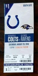 INDIANAPOLIS COLTS 2016 TICKET STUB v BALTIMORE RAVENS - MINT! - Picture 1 of 1