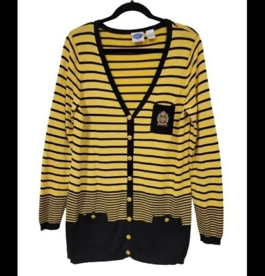 Cárdigan Dg2 by Diane Gilman Amarillo Negro Rayas Y2K Botón Delantero Talla M Foto 1 de 4